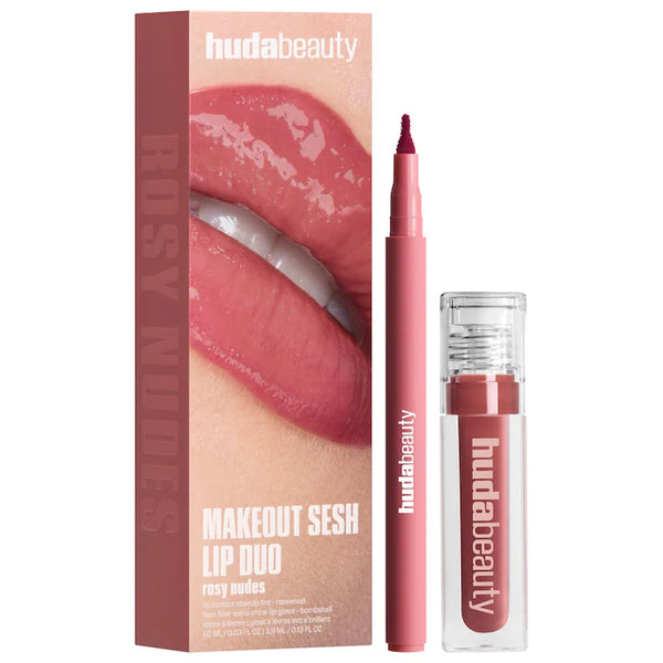 HUDA BEAUTY Make Out Sesh Lip Duos -Rosy bombshell