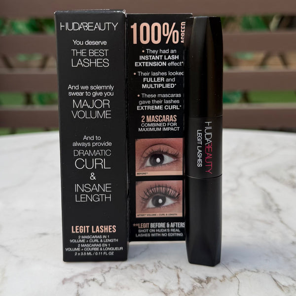 HUDA BEAUTY Mini LEGIT LASHES Double-Ended Volumizing and Lengthening Mascara