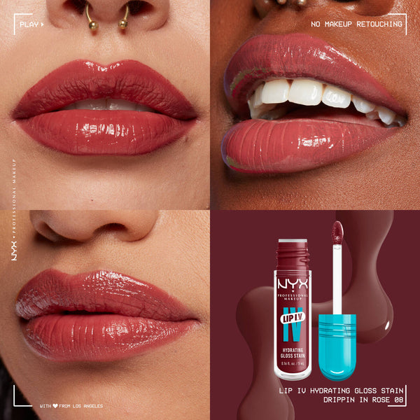 NYX LIP I.V. HYDRATING LIP GLOSS STAIN - Drippin’ In Rose