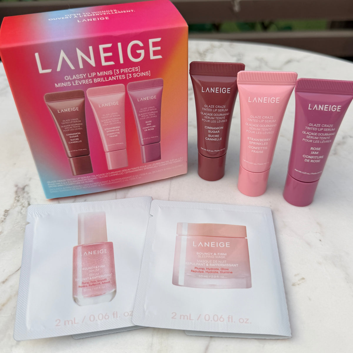 LANEIGE Glassy Lip Minis 3 Pc. Glaze Craze Tinted Peptide Lip Serum Gift Set